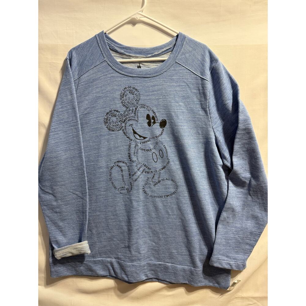 Disney‎ Parks Mickey Mouse Word Art Sweatshirt Blue XXL Pullover Women